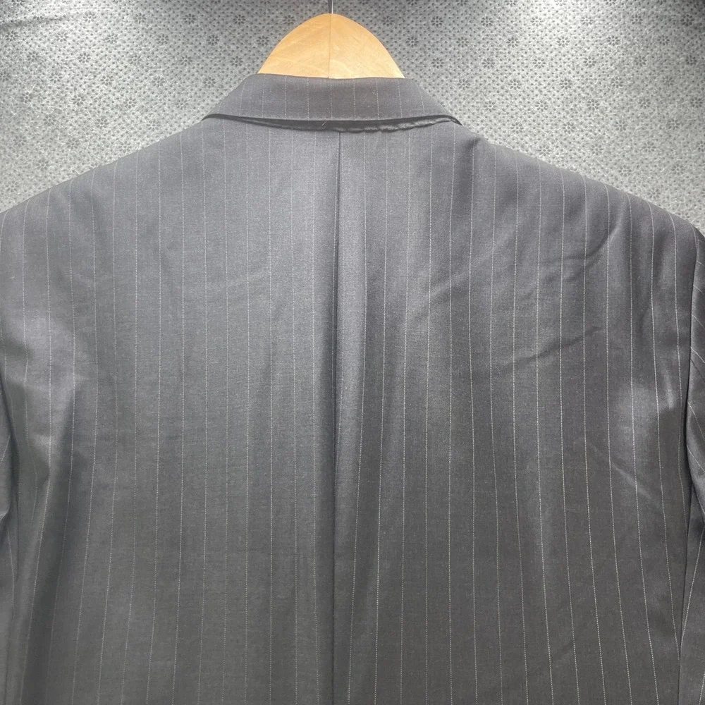 Jos A Bank Signature Gold 43L W36xL34 Grey Pinstripe Wool Suit Pleated Cuffed